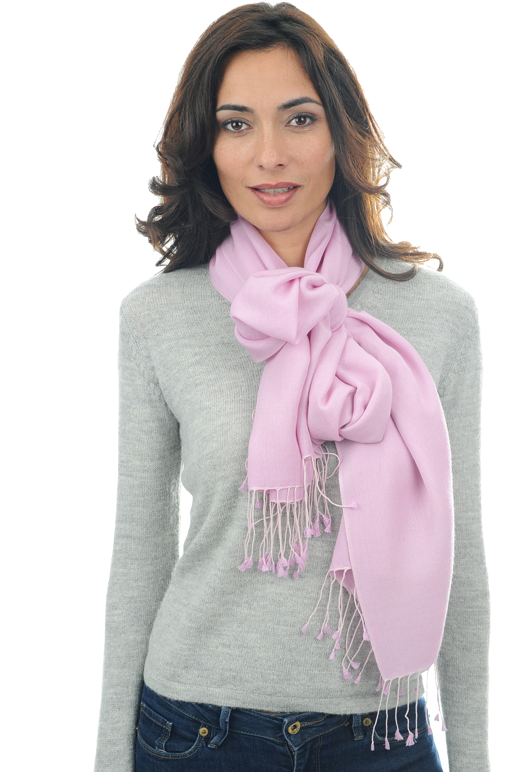 Cashmere & Seta accessori scialli platine rosa 201 cm x 71 cm